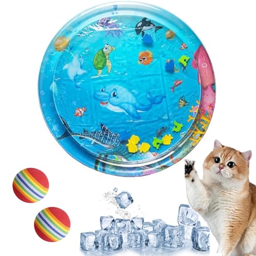 Wasserspielmatte Für Katzen, Wassermatte Katze, Wasserspielmatte Katze,Wassermatte Für Katzen, Summer Cat Water Mat, Aqua Matte Katze, Aqua Miez Katzenmatte, Katzen Wasserspielzeug (C:65 * 65cm) von GLSAYZU