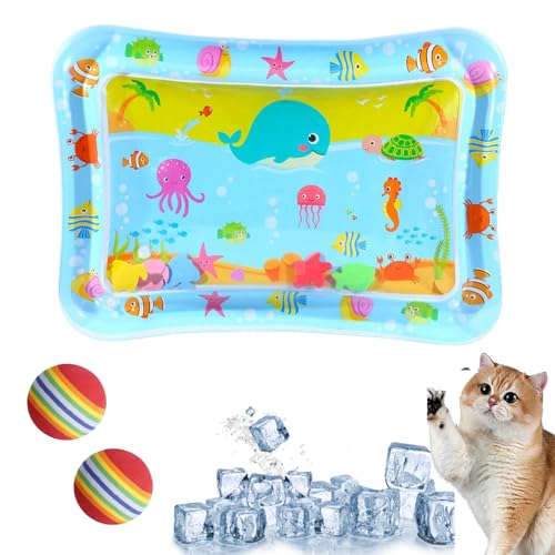 Wasserspielmatte Für Katzen, Wassermatte Katze, Wasserspielmatte Katze,Wassermatte Für Katzen, Summer Cat Water Mat, Aqua Matte Katze, Aqua Miez Katzenmatte, Katzen Wasserspielzeug (D:50 * 70cm) von GLSAYZU