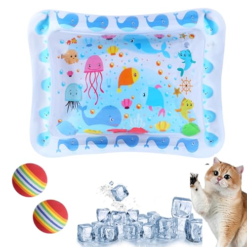 Wasserspielmatte Für Katzen, Wassermatte Katze, Wasserspielmatte Katze,Wassermatte Für Katzen, Summer Cat Water Mat, Aqua Matte Katze, Aqua Miez Katzenmatte, Katzen Wasserspielzeug (E:50 * 70cm) von GLSAYZU