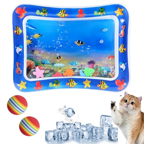 Wasserspielmatte Für Katzen, Wassermatte Katze, Wasserspielmatte Katze,Wassermatte Für Katzen, Summer Cat Water Mat, Aqua Matte Katze, Aqua Miez Katzenmatte, Katzen Wasserspielzeug (F:50 * 70cm) von GLSAYZU