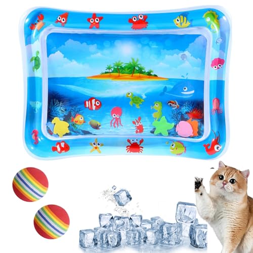 Wasserspielmatte Für Katzen, Wassermatte Katze, Wasserspielmatte Katze,Wassermatte Für Katzen, Summer Cat Water Mat, Aqua Matte Katze, Aqua Miez Katzenmatte, Katzen Wasserspielzeug (G:50 * 70cm) von GLSAYZU