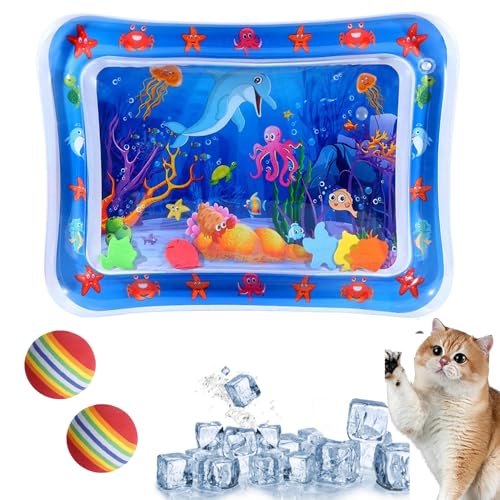 Wasserspielmatte Für Katzen, Wassermatte Katze, Wasserspielmatte Katze,Wassermatte Für Katzen, Summer Cat Water Mat, Aqua Matte Katze, Aqua Miez Katzenmatte, Katzen Wasserspielzeug (H:50 * 70cm) von GLSAYZU