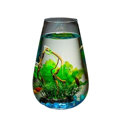 Aquarium Großer Glasfischbehälter-Zylinder Desktop-Goldfischaquarium Kleines Aquarium Aquascape Ornamente Transparente Glas-Desktop-Vase Aquarien von GLigeT