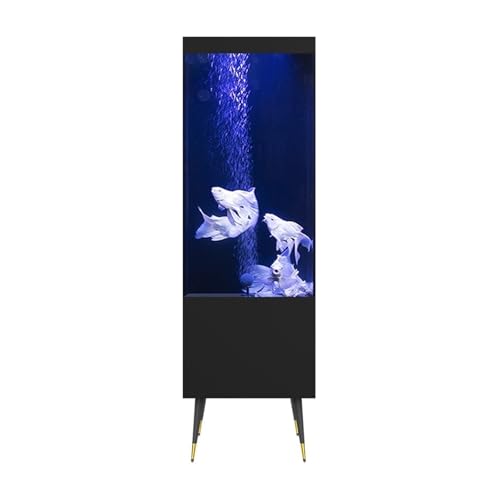 Aquarium Kreative Wohnzimmer Büro Fisch Tank Wohnzimmer Hause Boden Stehen Zurück Filter Fisch Tank Aquarien(Schwarz) von GLigeT