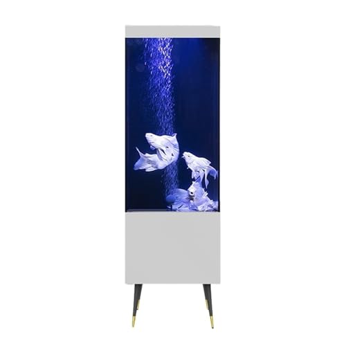 Aquarium Kreative Wohnzimmer Büro Fisch Tank Wohnzimmer Hause Boden Stehen Zurück Filter Fisch Tank Aquarien(Weiß) von GLigeT