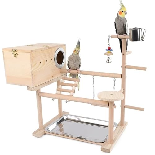 GLigeT Vogel Spielplatz Papageien-Spielständer, warmes Nest, Vogelnest, Kletterleiter, Pfingstrose, schwarzer Phönix, Wellensittich, Vogeltrainingsspielzeug Wellensittich Spielplatz von GLigeT