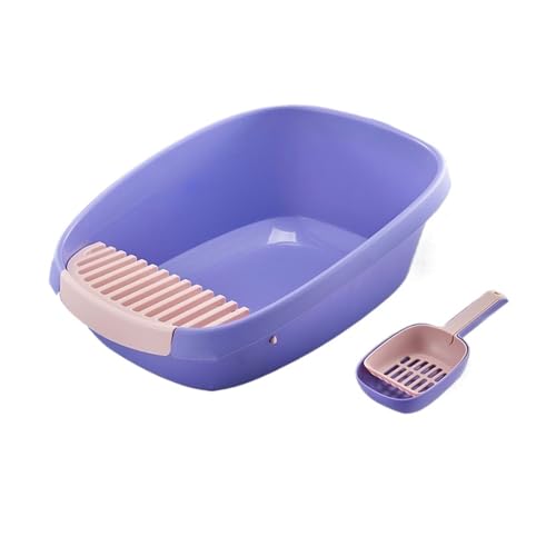 Katzen Klo Geschlossene Katzentoilette, extragroße Katzentoilette mit hohen Seitenwänden for große und mehrere Katzen, leicht zu reinigende Katzentoilette mit Schaufel Katzentoilette(Purple,L) von GLigeT