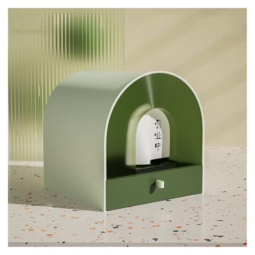 Katzen Klo Vollständig geschlossene Katzentoilette mit Schaufel, Katzentoilette mit Haube und Schubladenfach, tragbare Haustiertoilette mit viel Platz Katzentoilette(Green) von GLigeT