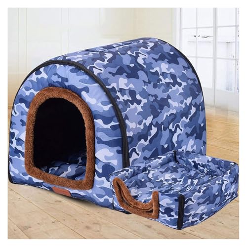 Extra großes Haustierhaus Hundebett mit Dach XL, Labrador beruhige Höhle mittelschrockener orthopädischer Kissen Korbheizung Heizung Pad Anti Angst kaut Jumbo kleines Zelt schwierig(Camouflage,XXXL:10 von GLikur