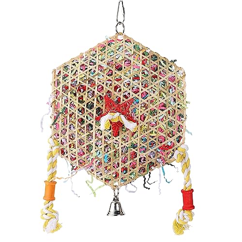 GMBYLBY Vogel Spielzeug Zerreißen Kauen Spielzeug Für Zähne Rattan Geschreddert Papier Käfig Hängen Spielzeug Haustier Knirschen Zähne Spielzeug Sittiche Spielzeug Für Käfig Kleine Vogel von GMBYLBY