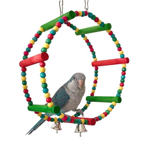 GMBYLBY Vogel Turnhallen Ständer Spielzeug Vogelkäfig Bunte Perlen Schaukel Picken Kauen Spielzeug Für Kleine Vögel Vogelkäfig Aufhängbare Sitzstange Mit Glocken Vogelspielzeug Zum Kauen von GMBYLBY