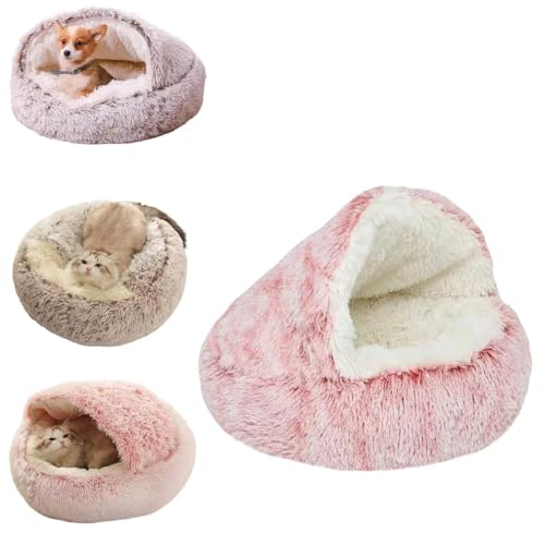 GMFLEX Pursnug Katzenbett Pursnug Katzenhöhle Rutschfester und wasserdichter Boden for Katzen und Hunde Beruhigende Hundebetten und Katzenhöhlenbett mit Kapuze (Color : Long Pink, Size : 19.7in) von GMFLEX