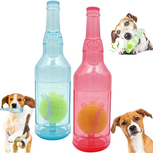 GMLGCB Zentric Crunchplay Bottle Toy, Crunchnplay Dog Toy Water Bottle Cruncher Chew, Zentric Shop Bottle Toys for Dogs, 2 Sizes of Water Bottle Chew Toys for Large and Small Dogs (19CM,2pcs-E) von GMLGCB