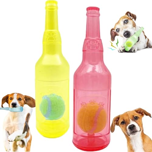 GMLGCB Zentric Crunchplay Bottle Toy, Crunchnplay Hundespielzeug Wasserflasche Cruncher Chew, Zentric Shop Bottle Toys für Hunde (19CM,2Stück-C) von GMLGCB