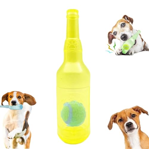 GMLGCB Zentric Crunchplay Bottle Toy, Crunchnplay Hundespielzeug Wasserflasche Cruncher Chew, Zentric Shop Bottle Toys für Hunde (19CM,Gelb) von GMLGCB