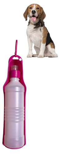 500ml Hundetrinkflasche für Hunde, tragbar, aus Kunststoff für Lebensmittel, Wasserspender für Hunde, zum Spazierengehen, für Reisen, Outdoor, Haustierprodukte. (F FUCSIA) von GMM