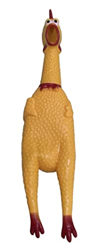 Hundespielzeug Quietschendes Huhn aus farbigem Gummi, quietschend, interaktiv, ideal zum Spielen und Trainieren, zum Beißen, verschiedene Größen (15 cm) von GMM