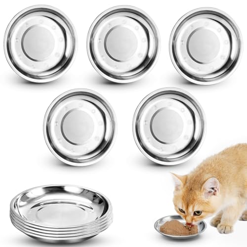 Katzennapf Flach 5 Stück Futternapf Katzenfutter, Napf Fressnapf, Katze Katzenteller, Katzenschüssel Katzen, Futternapf, Katzenfressnapf, Cat Bowl für Kätzchen und kurzbeinige Katzen von GMMG