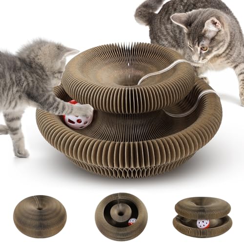 Kratzbrett Katze 2-in-1 Magische Orgel Katzenkratzbrett Kratzpappe Magic Organ Cat Scratching Board Cat Toy Kratzbretter Katze mit Glöckchen Faltbares von GMMG