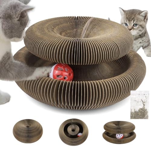 Kratzbrett Katze 2-in-1 Magische Orgel Katzenkratzbrett Kratzpappe Magic Organ Cat Scratching Board Cat Toy Kratzbretter Katze mit Glöckchen Faltbares von GMMG