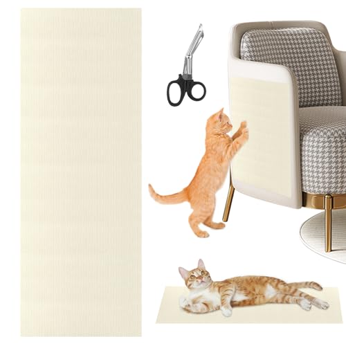 Selbstklebend Kratzbretter Beige Katze Kratzteppich Katze Kratzmatte Katze Wand Teppich Katzen Kratzbrett Katzen Kratzwand(200cmx40cm/78.7 * 15.7 Zoll) von GMMG