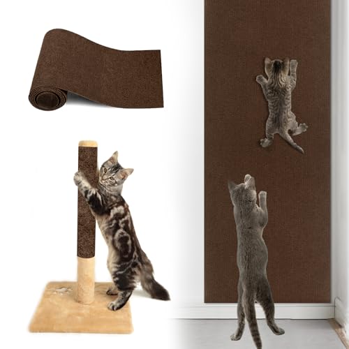 Selbstklebend Kratzbretter Dunkelbraun Katze Kratzteppich Katze Kratzmatte Katze Wand Teppich Katzen Kratzbrett Katzen Kratzwand(200cmx40cm/78.7 * 15.7 Zoll) von GMMG