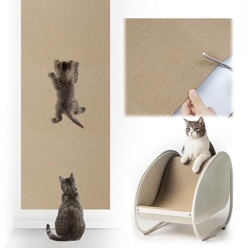 Selbstklebend Kratzbretter Dunkles Khaki Katze Kratzteppich Katze Kratzmatte Katze Wand Teppich Katzen Kratzbrett Katzen Kratzwand (200cmx40cm) von GMMG