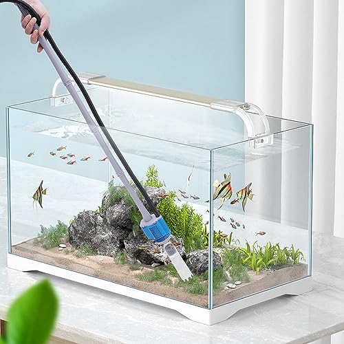 GMSLuu Aquarium Reiniger Kiesreiniger Siphon Kit Automatisches Aquarium Reinigungswerkzeug Elektrischer Abnehmbarer Vakuum-Wasserwechsler für Wasserwechsel Entfernung von Detritus Sandreinigung von GMSLuu