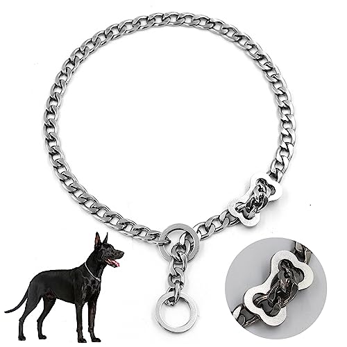 Edelstahl Hundehalsband,Verstellbare Hunde Halsband,P-Kette Hundehalsband für Hund spazieren gehen(L(59cm/23.2in)) von GMStahlei