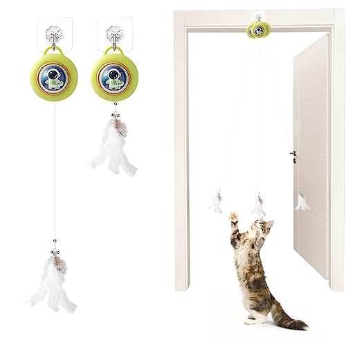 GMStahlei Jouets Pour Chats Interactifs Suspendus et Rétractables,Jouets en Plumes Automatiques 2 en 1 Pour Chats,Jouets en Plumes Rebondissants Pour Chats Anti-Stress Jouets Pour Chats Suspendus von GMStahlei