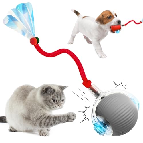 Katzenspielzeug Ball Elektrisch, 2025 Neu Magic Ball Hund Interaktives Katzenspielzeug Elektrisch, Hundespielzeug Ball katzenspielzeug Ball, Intelligenter Automatischer Rollball Spielzeug (Grau) von GMTEO