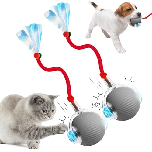 Katzenspielzeug Ball Elektrisch, 2025 Neu Magic Ball Hund Interaktives, Hundespielzeug Ball katzenspielzeug Ball, Intelligenter Automatischer Rollball Spielzeug (Grau - 2 Stück) von GMTEO