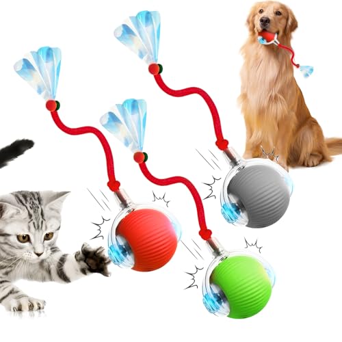 Chewie Rolling Ball, 2025 Neu Magic Ball Hund Interaktives Katzenspielzeug Elektrisch, Hundespielzeug Ball katzenspielzeug Ball, Intelligenter Automatischer Rollball Spielzeug (Rot +Grün +Grau) von GMTEO