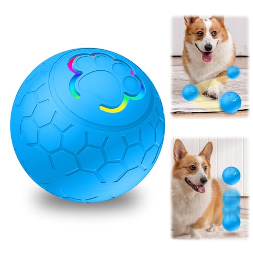 GMTEO Ball Hund, 2024 Neu Hundespielzeug Intelligenz, Interaktives Hunde Ball Spielzeug, Strapazierfähiger Automatisch Rollender Ball für Welpen/Kleine/Mittlere Hunde, USB Wiederaufladba (blau) von GMTEO