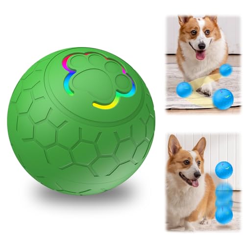 GMTEO Ball Hund, 2024 Neu Hundespielzeug Intelligenz, Interaktives Hunde Ball Spielzeug, Strapazierfähiger Automatisch Rollender Ball für Welpen/Kleine/Mittlere Hunde, USB Wiederaufladba (grün) von GMTEO