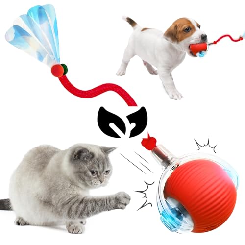 GMTEO Chewie Rolling Ball, 2025 Neu Magic Ball Hund Interaktives Katzenspielzeug Elektrisch, Hundespielzeug Ball katzenspielzeug Ball, Intelligenter Automatischer Rollball Spielzeug (Rot) von GMTEO