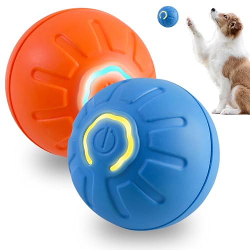 GMTEO Hundespielzeug Ball Elektrisch, 2025 Neu Automatisch Ball Hund Interaktives Hundespielzeug, Magic Ball für Hunde, Interaktiver Spielball für Hunde, USB Wiederaufladba (orange + blau) von GMTEO