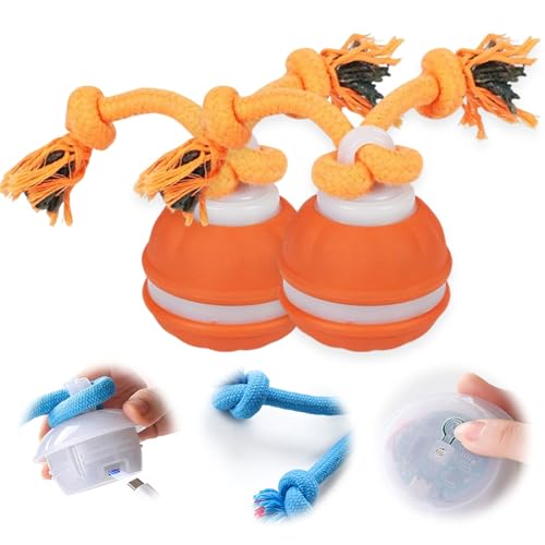 GMTEO Power Tail 2.0 Dog Toy, 2025 Neu Interaktives Katzenspielzeug Ball Elektrisch, Balle Pour Chien, Katzenspielzeug Interaktives Hundespielzeug Selbstrollender Ball für Hunde (Orange - 2 Stück) von GMTEO