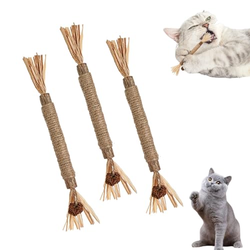 GMVVAC Nylatails Silvervine Zahnreinigungsstab, Nylatails Katze Kauspielzeug, Silvervine Stick für Katzen, Interaktives Kätzchen Zahnen Spielzeug, zur Reinigung von Kätzchenzähnen, Steigern Sie den von GMVVAC