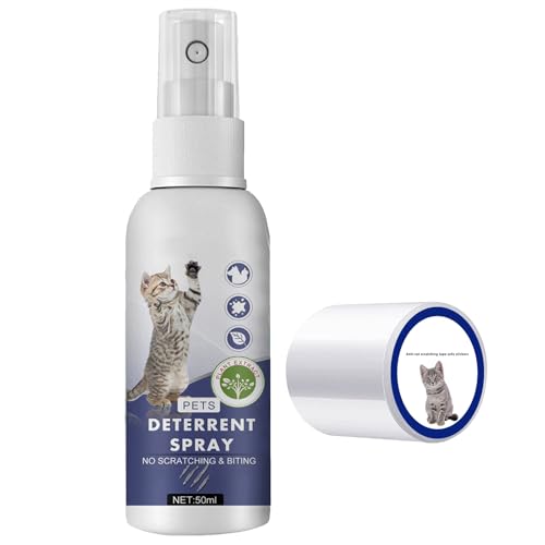 GNAUMORE Kratzspray für Katzen, Kratzschutzspray für Katzen, Sofa, zur Korrektur des Verhaltens von Haustieren, 50 ml plus einseitiges Klebeband von 3 m x 5 cm von GNAUMORE