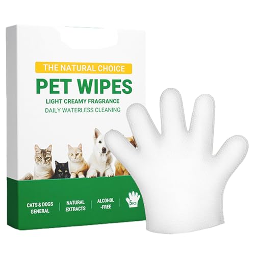 Reinigungstücher für Tierpflege, Handschuhe für Hunde und Katzen, Reinigungstücher für den Körper von Haustieren, Handtücher für Handschuhe zur Reinigung von Hunden, 5 Stück von GNAUMORE