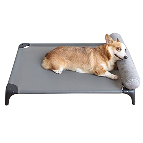 Elevated Dog Cot, Dog Bed with Sides, Dog Bed Off Ground with Dog Bed Pillow (Color : Black Gray, S : 85 * 65 * 12.5cm) von GNBOW