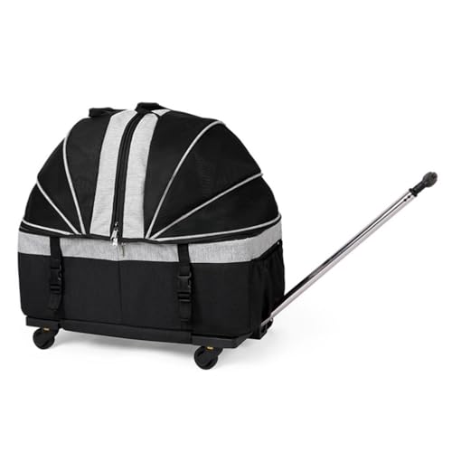 GNBOW Haustierträger Katzenträger, Haustier-Reiseträger mit Trolley, Kinderwagen-Hundeträger(Grey) von GNBOW