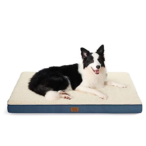 GNCPets Orthopädisches Hundebett, Blau und Weiß, waschbar, Matratze mit abnehmbarem Bezug aus Schaumstoff, 51 x 76 x 7,6 cm, Sofa von GNCPets