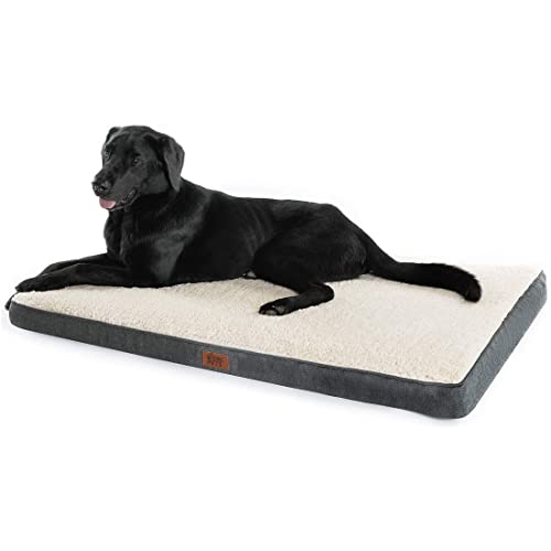 GNCPets Orthopädisches Hundebett, groß, Grau und Weiß, waschbar, abnehmbarer Bezug aus Eierschalenschaum, 91 x 68 x 7,6 cm, Sofa mit abnehmbarem Bezug, waschbar von GNCPets