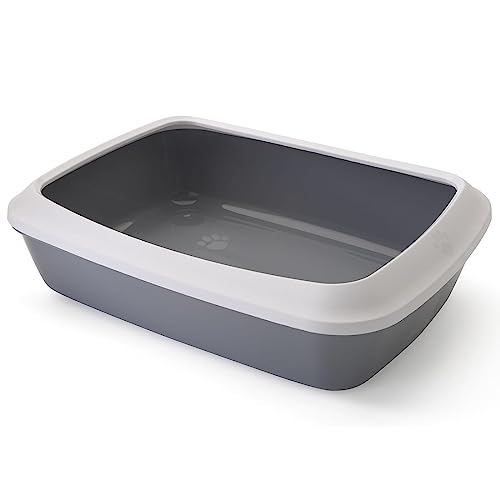 GNCPets Katzentoilette oval Jumbo | Große Katzentoilette | 56 x 43 x 14,5 cm Grau für Katzenbesitzer von GNCPets