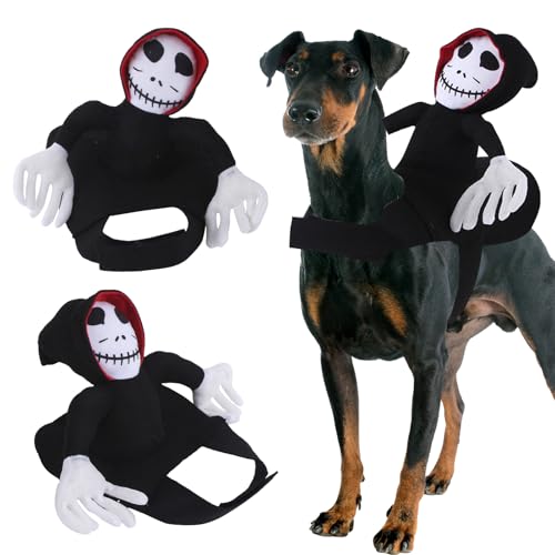 Haustierreitkostüm, verstellbare Geisterreiter-Hundekleidung, lustiges Halloween-Hunde-Outfit für kleine, mittelgroße und große Hunde (B, L) von GOBWCOT