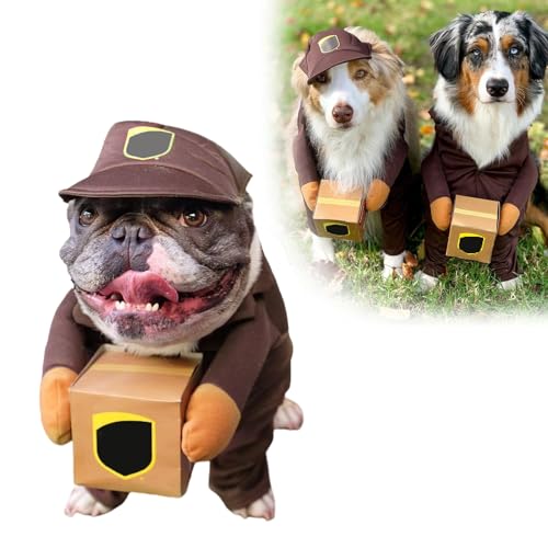 Postbotenkostüm für Hunde, niedlich, lustiges Haustierkostüm, Halloween, Cosplay, Outfit (Browm, Small) von GOBWCOT