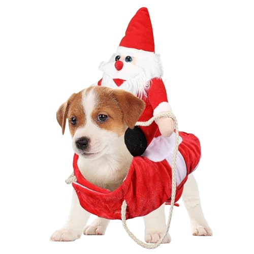 Weihnachtsmann-Hundekostüm, Weihnachtsmann-Reiter-Hunde-Outfit, Weihnachten, Haustier-Kleidung, für Weihnachten, Urlaub, Cosplay (A, M) von GOBWCOT