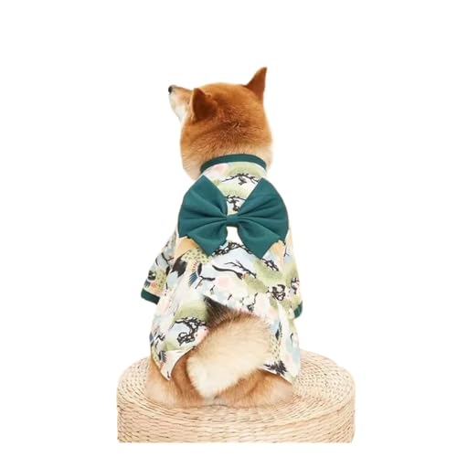 Dünner Katzen- und Hundemantel, Kimono, Sommer, Haustierkleidung für Katzen und Hunde, niedlicher Druck mit Schleife, Sphynx, Kleidung, Outfit (Grün, 3 Stück, 2,5–4 kg) von GOFDASY